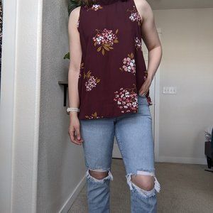 Burgundy Loft floral blouse - small